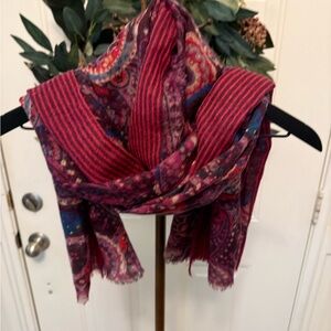 Pretty Colorful Mixed Print Paisley & Stripe Lightweight Long Scarf OS